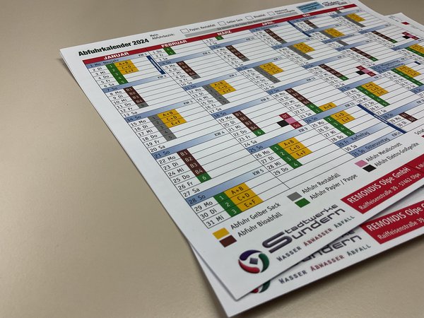 Abfallkalender der Stadtwerke Sundern