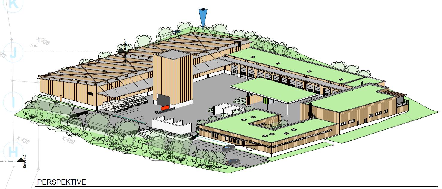 Entwurf des Neubaus für den Baubetriebshof