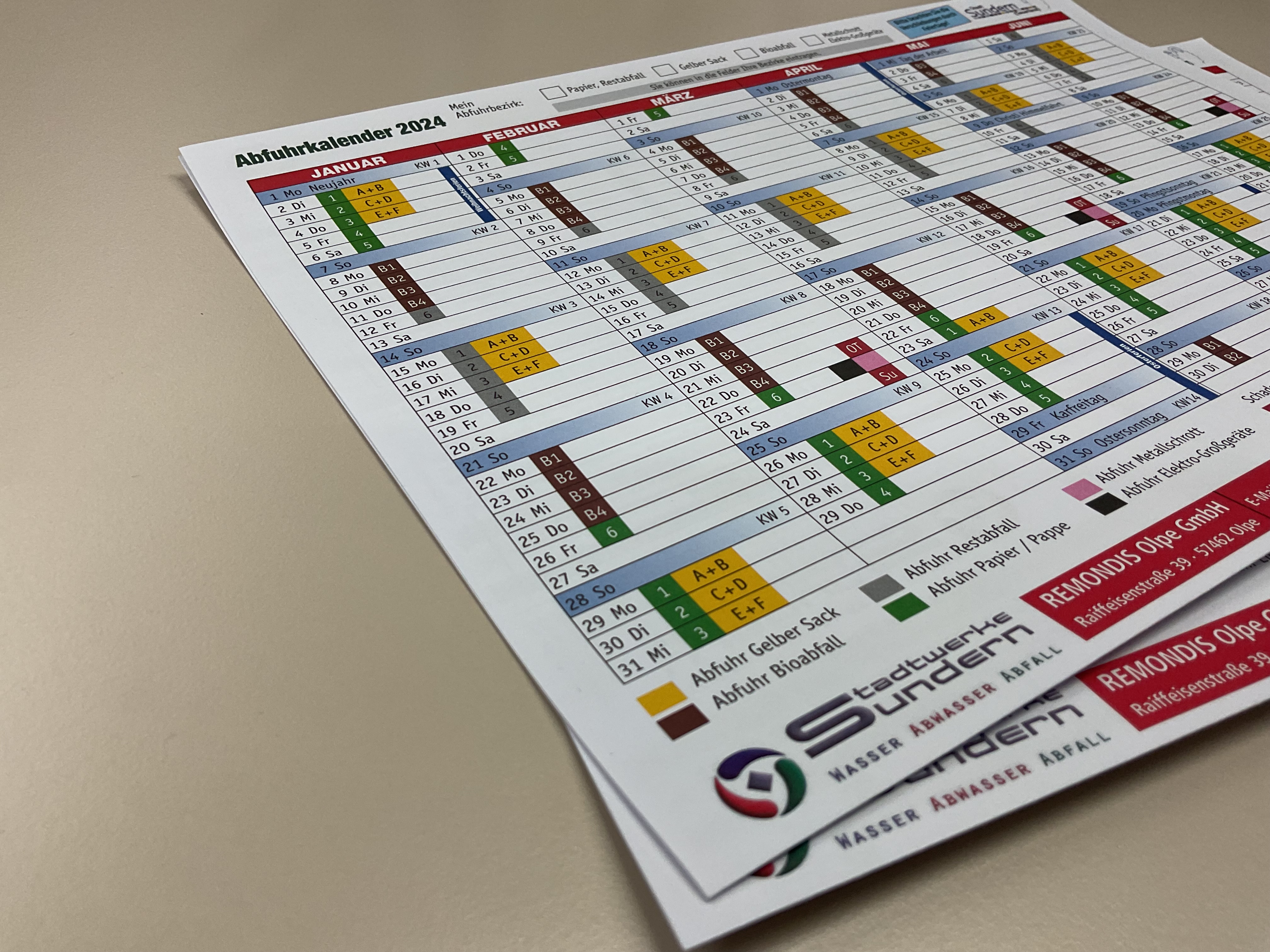 Abfallkalender der Stadtwerke Sundern